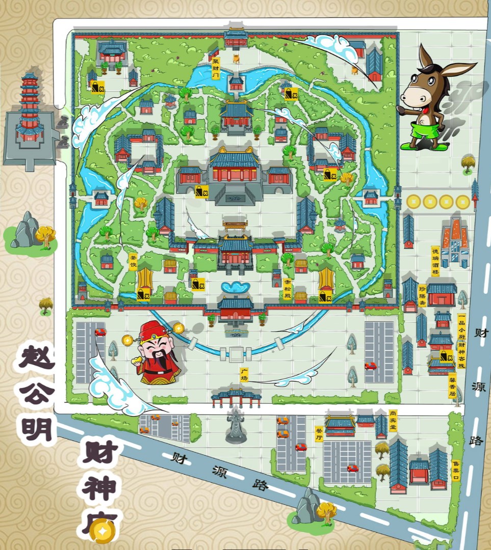 台江寺庙类手绘地图